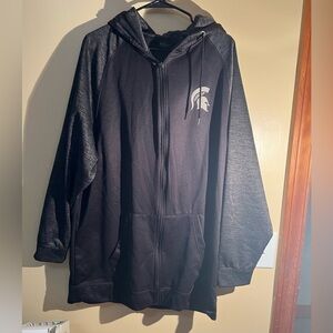 Men's Colosseum Black Grey Michigan State Spartans Zip Up Hoodie Size 1XT